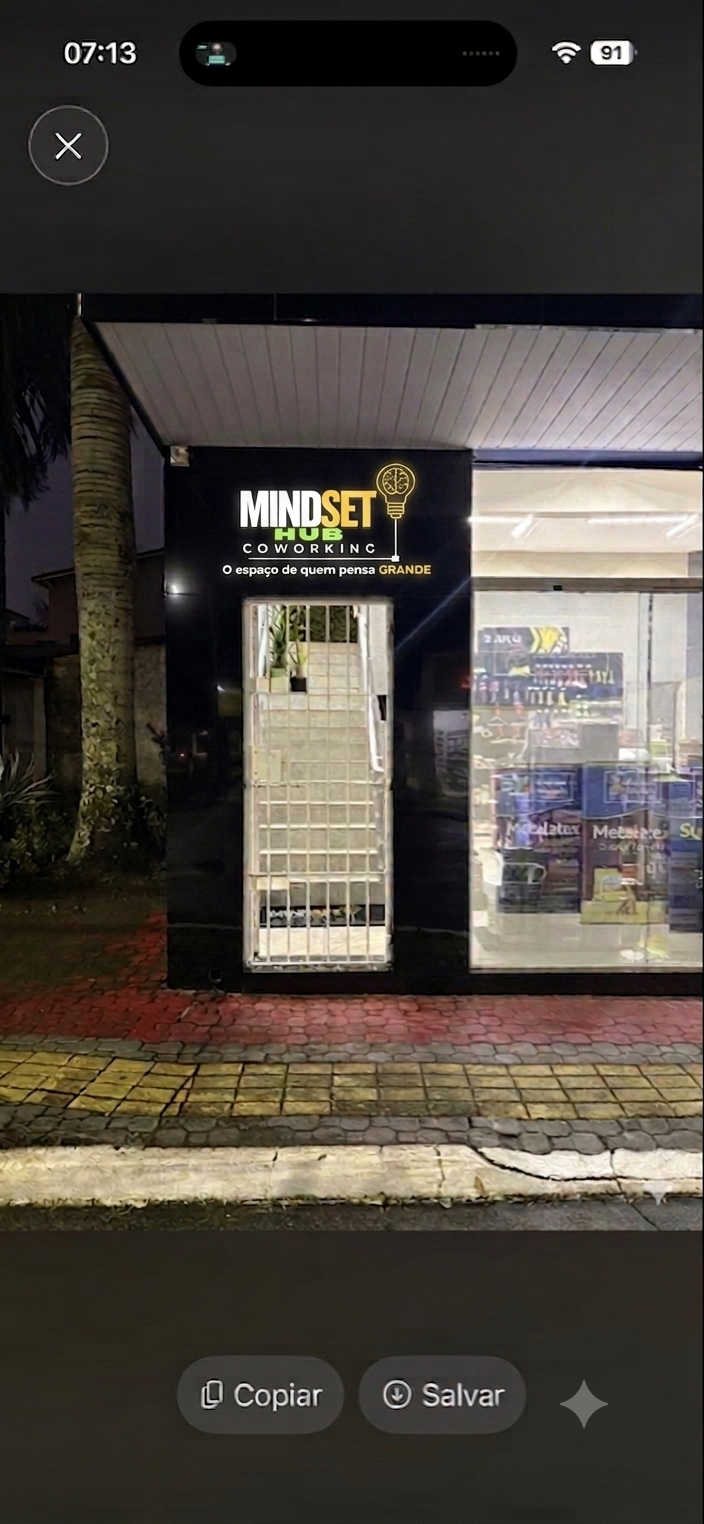 Fachada da unidade Mindset Hub Coworking em Praia Grande